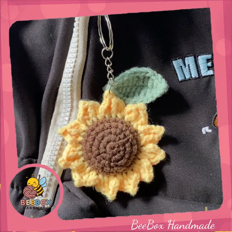Móc khóa hoa hướng dương len Handmade